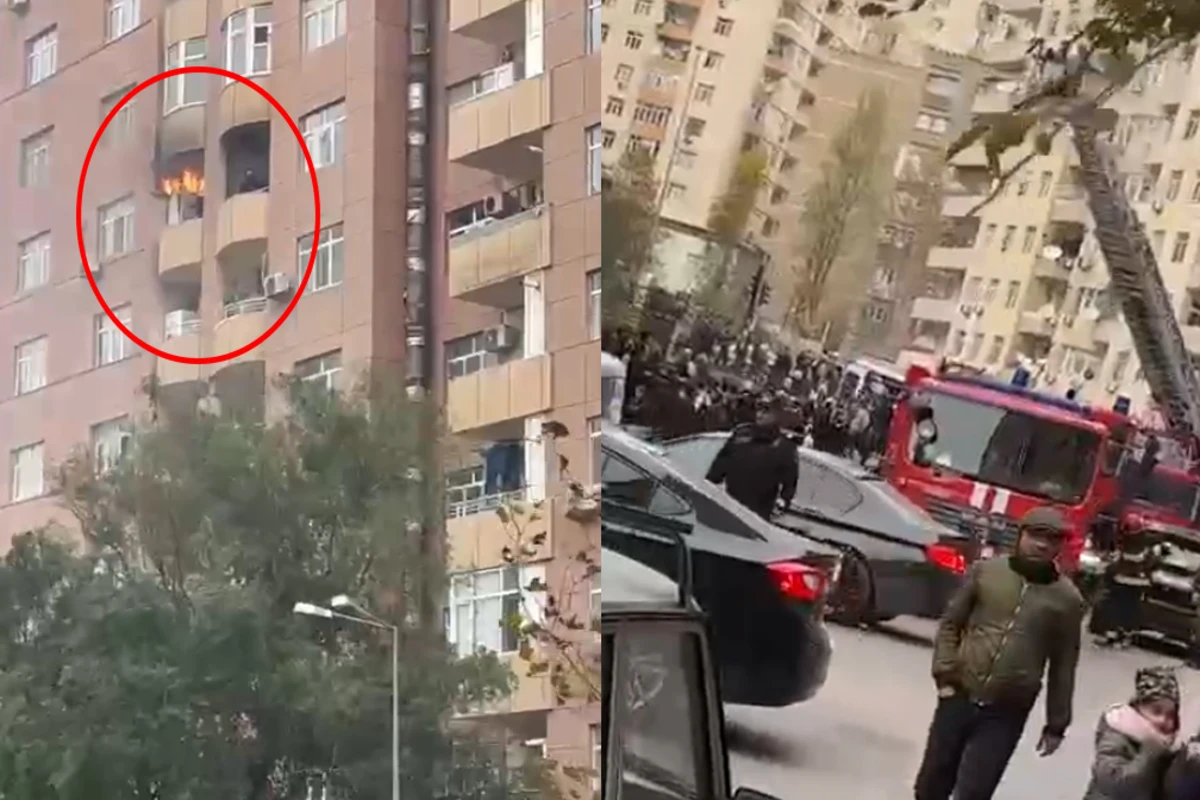 Bakıda yaşayış binasında yanğının GÖRÜNTÜLƏRİ - VİDEO