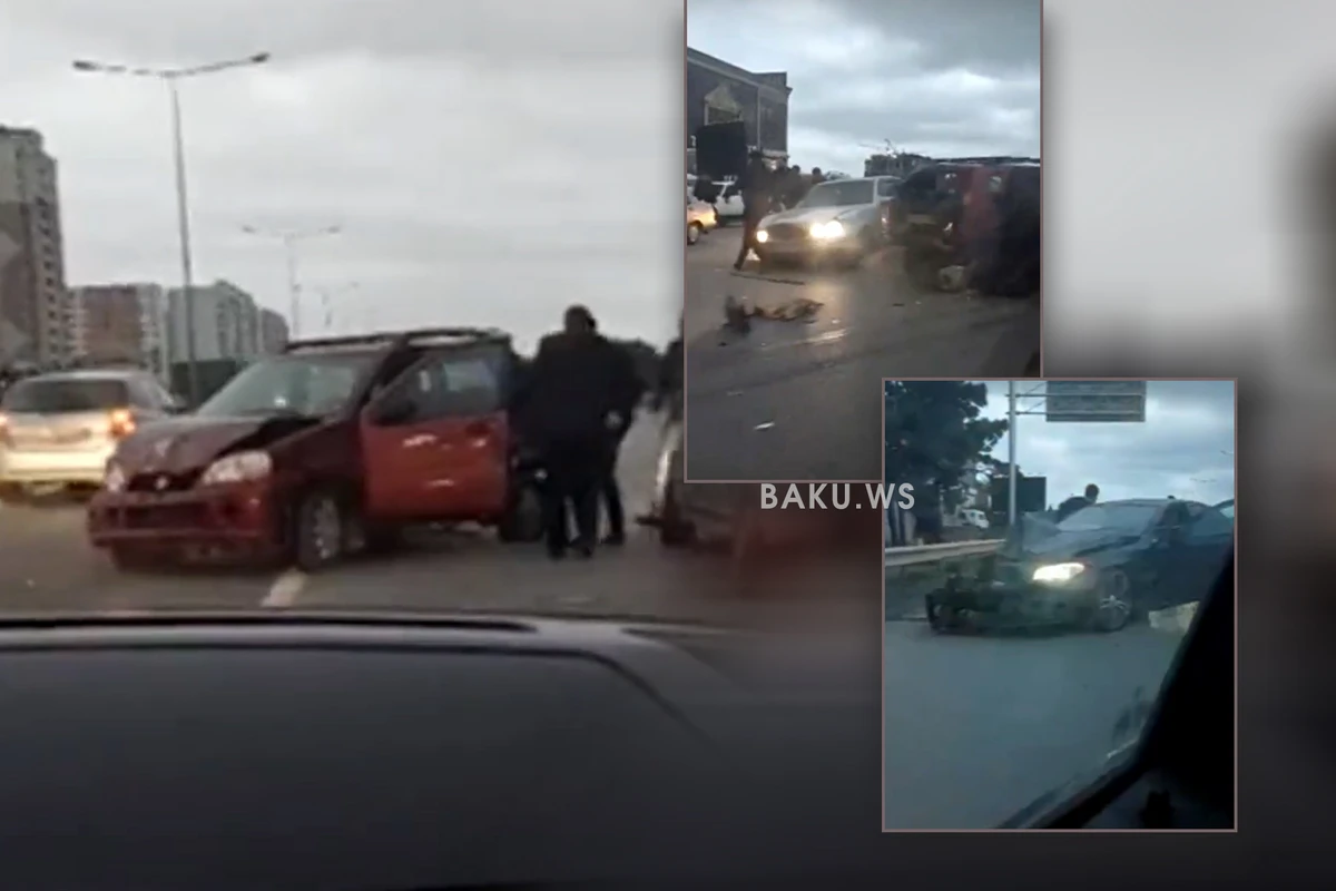 На дороге Баку - Сумгайыт произошла цепная авария, есть пострадавшие - ВИДЕО