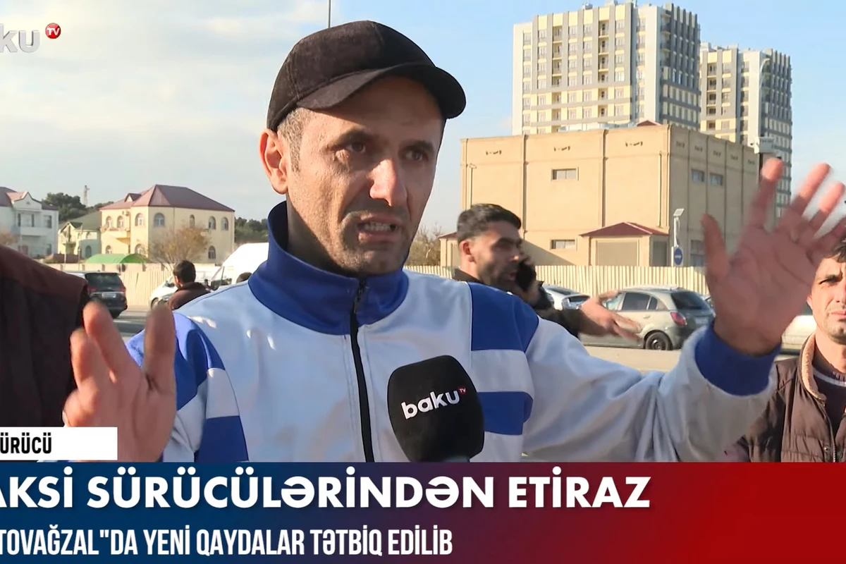 Taksi sürücüləri etiraz etdi: “Əvvəlki yerimizdə xidmət etmək istəyirik” - VİDEO