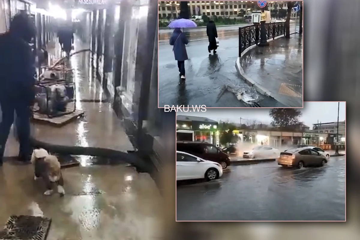 Bakıda yağış yenə problemlər yaratdı - VİDEO