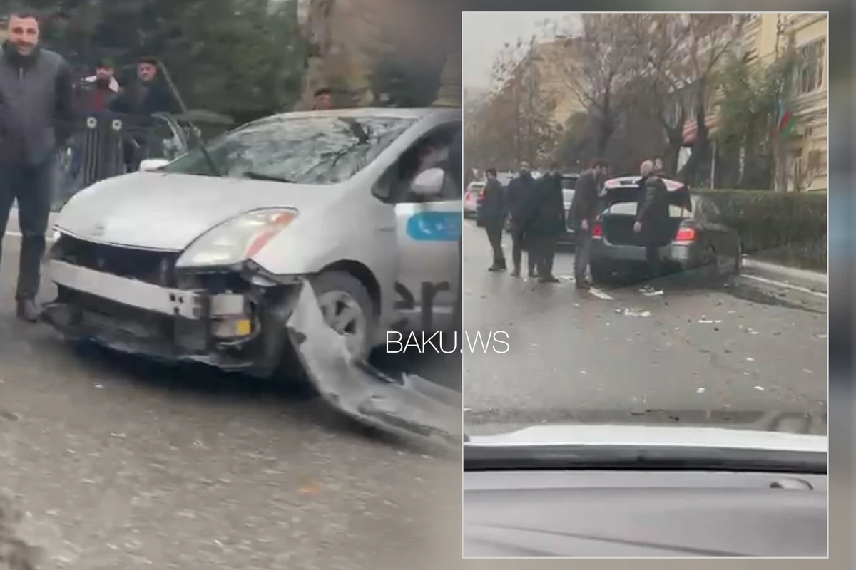 Zorge parkının yanında Priusla BMW toqquşdu - VİDEO