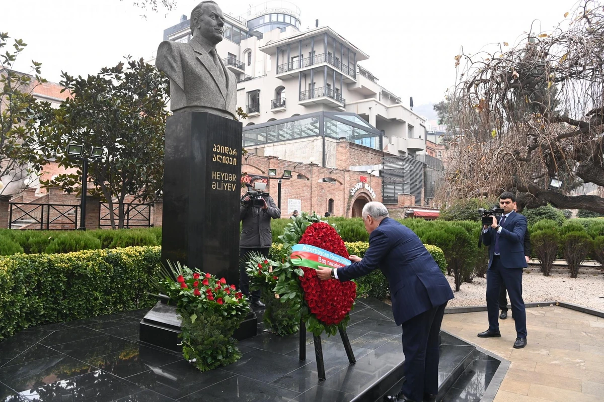 Али Асадов возложил венок к памятнику Гейдара Алиева в Тбилиси - ФОТО