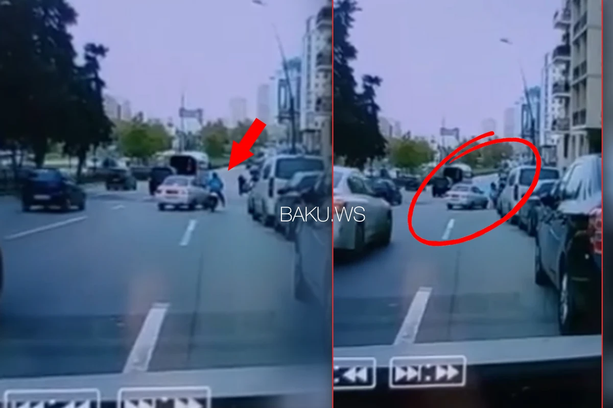 Bakıda avtomobil WOLT kuryerini vurdu - ANBAAN VİDEO