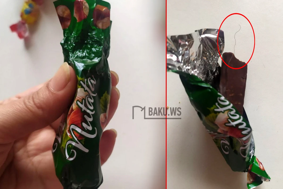 Konfet aldı, içindən dəmir sim çıxdı - FOTO