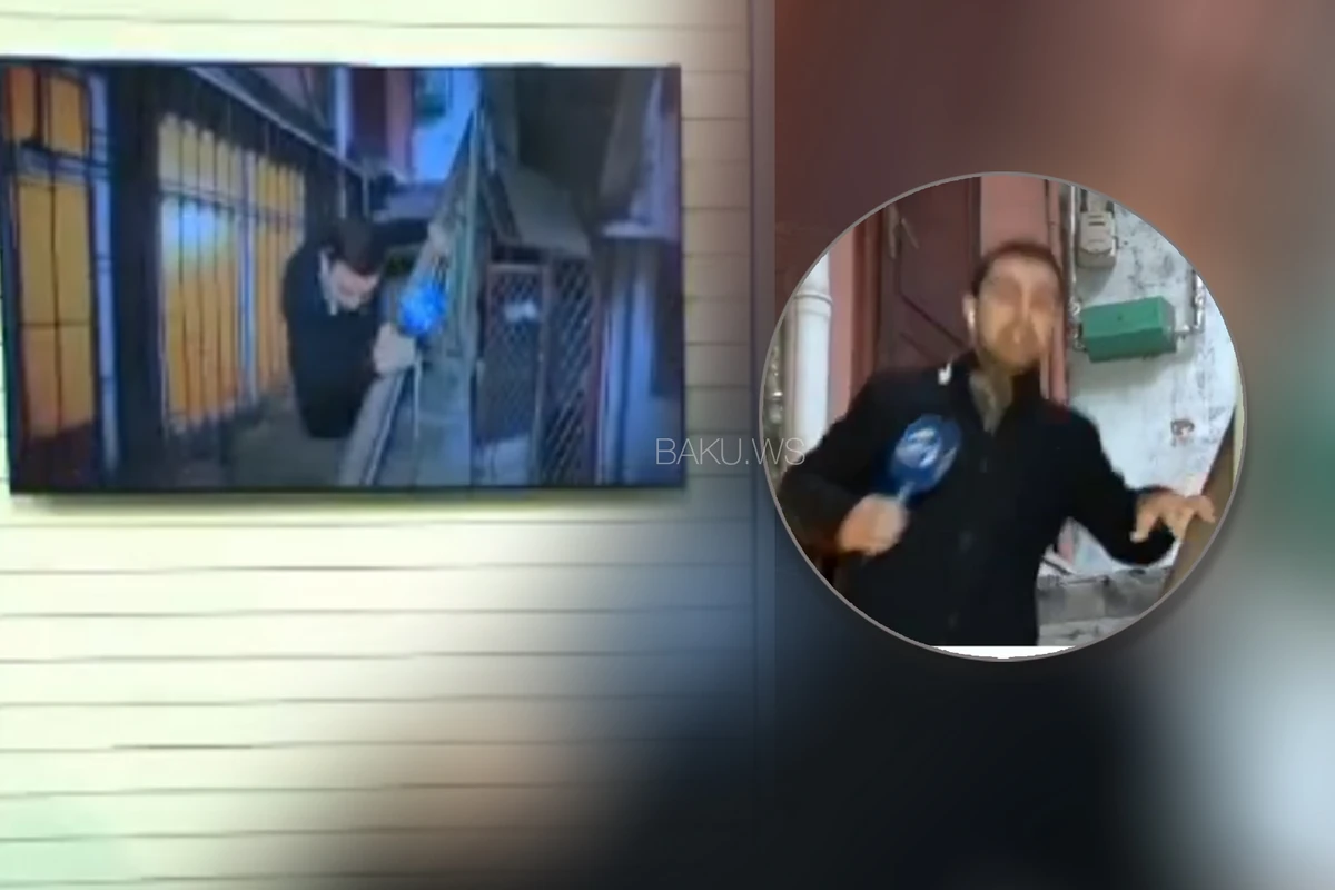 ATV-nin jurnalisti canlı yayımda yıxıldı - VİDEO