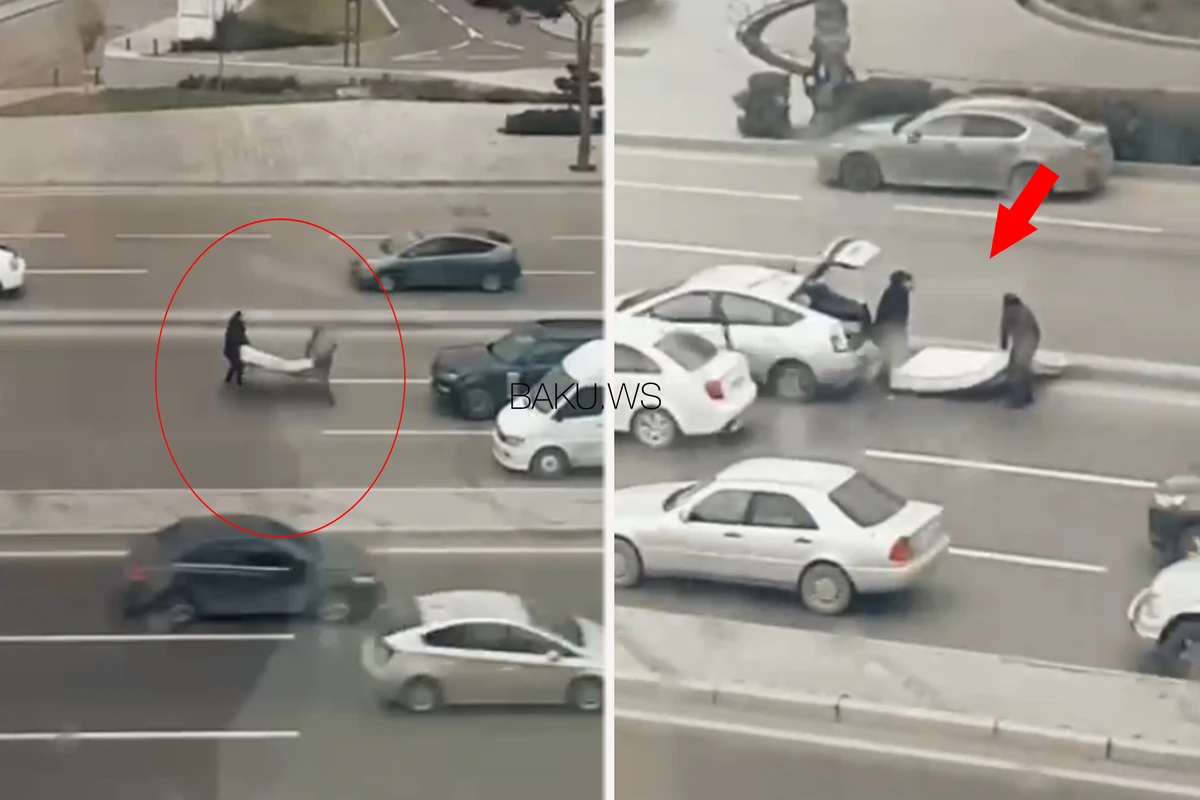 Polisdən Priusla matras aparan sürücü ilə bağlı AÇIQLAMA - VİDEO