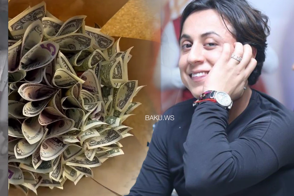 Azərbaycanlı stilistə DOLLAR BUKETİ göndərildi - VİDEO