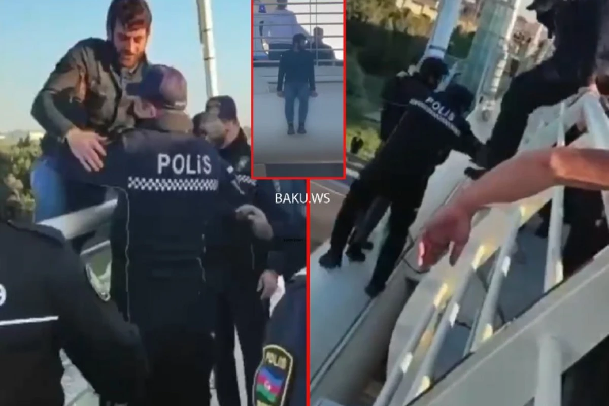 Özünü körpüdən atmaq istəyən kişini polis belə xilas etdi - ANBAAN VİDEO