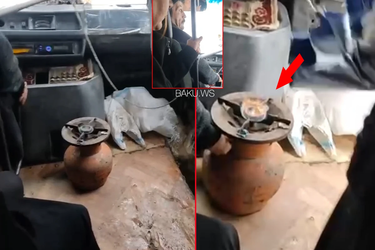 Avtobusda qaz balonu yandıran sürücü saxlanıldı - YENİLƏNİB - 2 - VİDEO