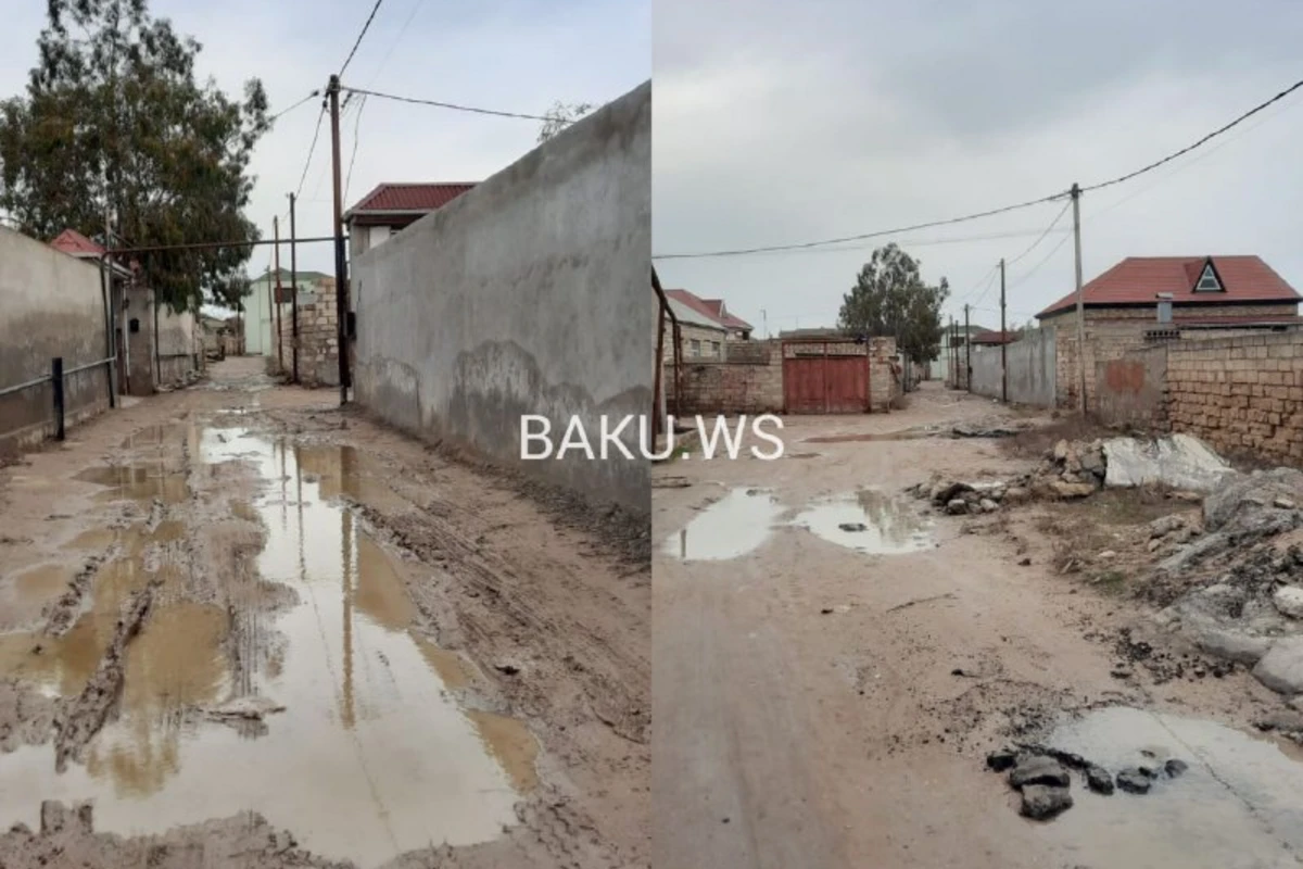 Bu küçənin yolları keçilməzdir: Su çalaları və palçıq - FOTO/VİDEO