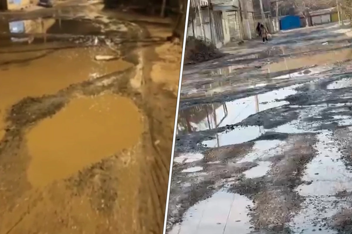 Gəncədə acınacaqlı vəziyyət: Üfunət iyindən yoldan keçə bilmirik - VİDEO