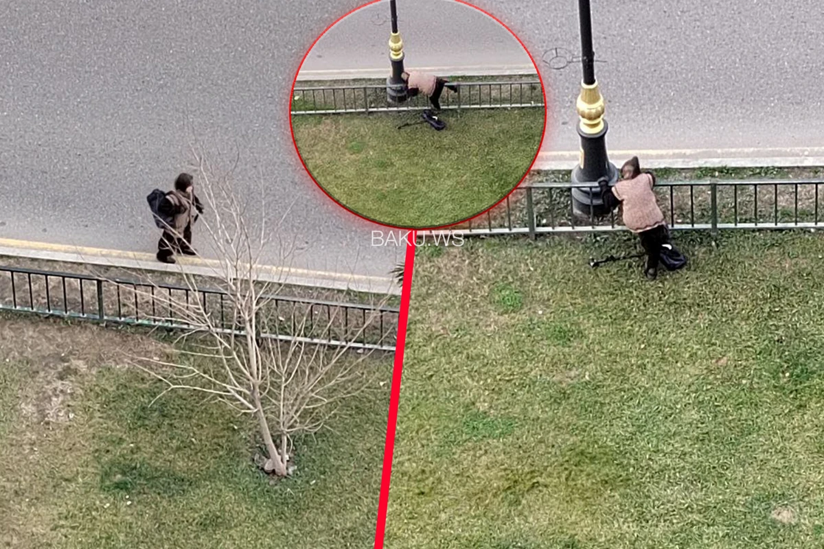 Paytaxtda yaşlı qadından təhlükəli performans - FOTO/VİDEO