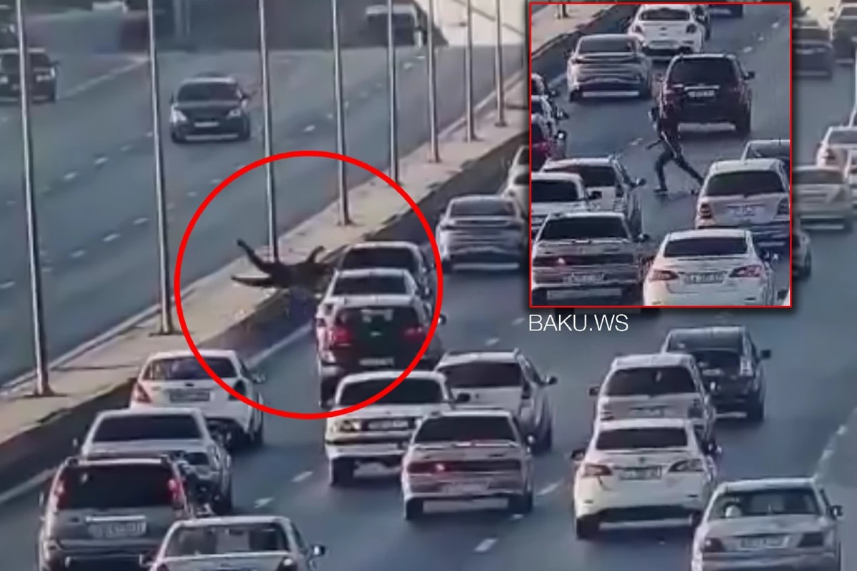 Страшная смерть внезапно вышедшего на дорогу пешехода в Баку - ВИДЕО