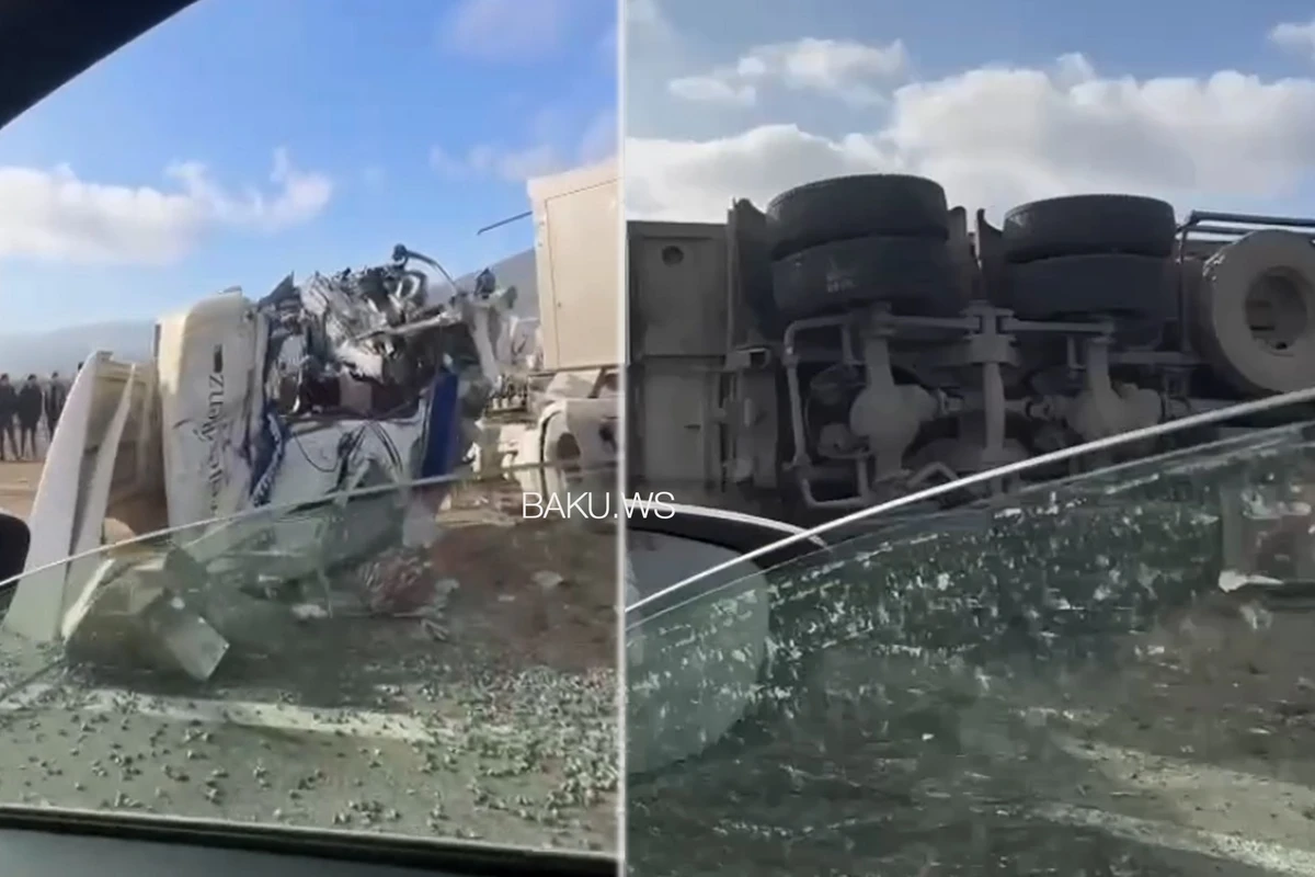 В Азербайджане столкнулись грузовики - ВИДЕО