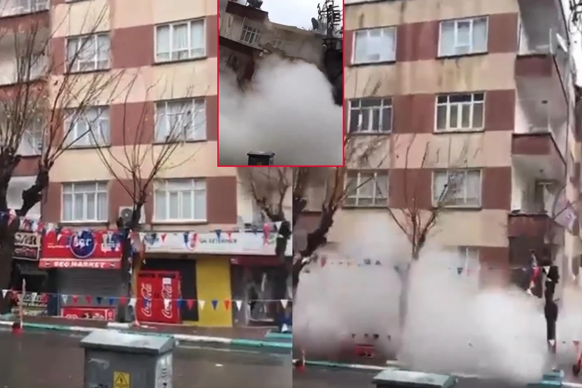 Türkiyədə çoxmərtəbəli yaşayış binası yerlə yeksan oldu - ANBAAN VİDEO