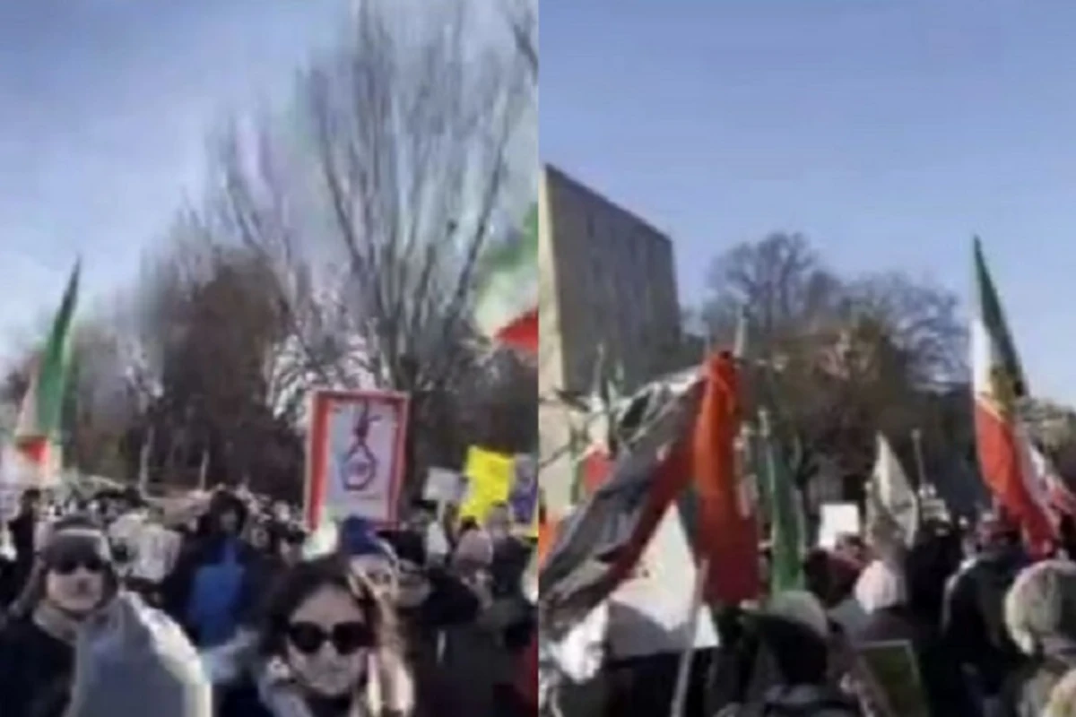 Vaşinqtonda yaşayan iranlılar inqilabçı hərəkatına dəstək aksiya keçiriblər - VİDEO