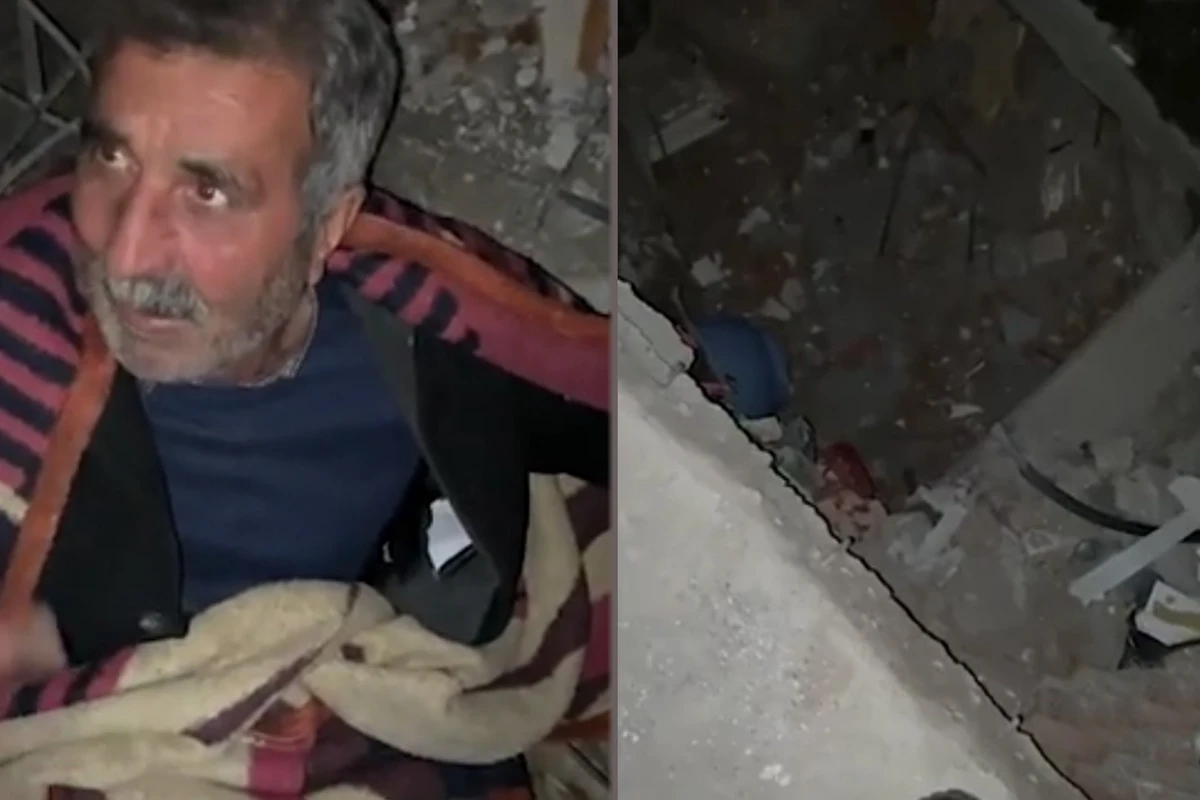 Ailəsini dağıntılar altından sürünərək çıxardan ata hər kəsi kövrəltdi - VİDEO