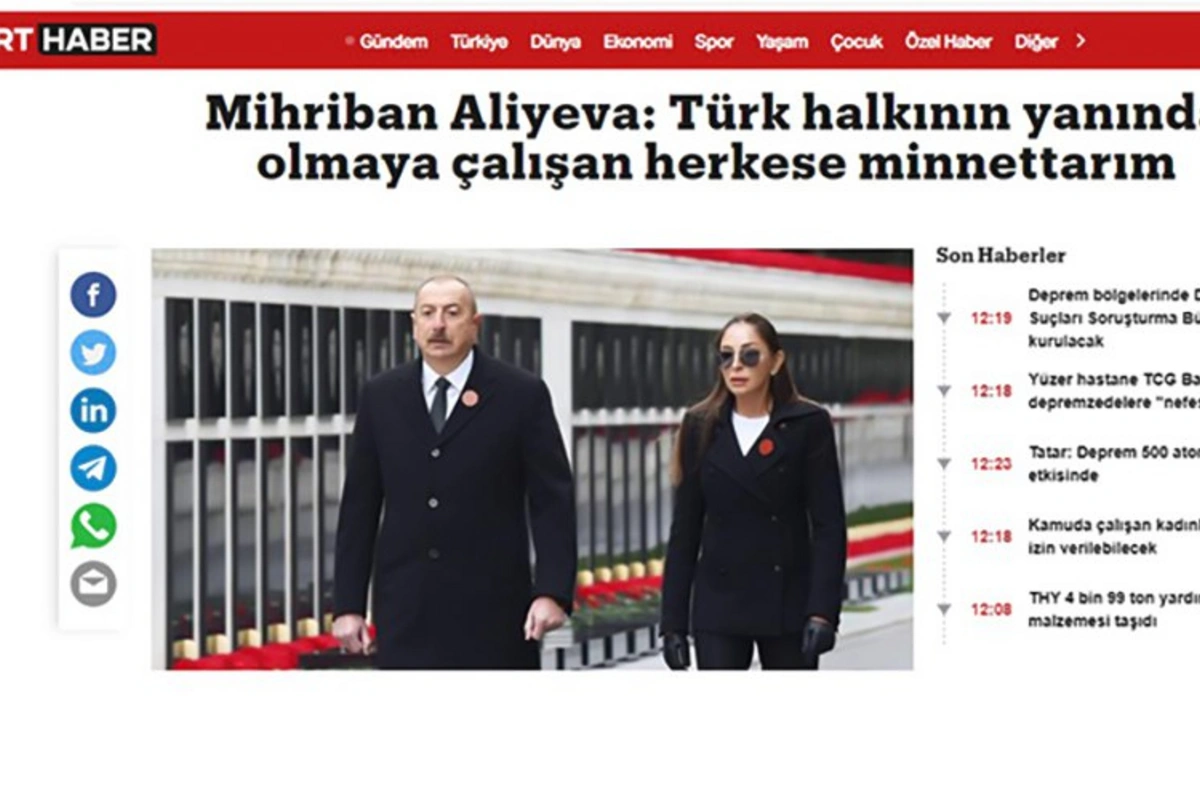 Mehriban Əliyevanın paylaşımı Türkiyə mediasının gündəmində - FOTO