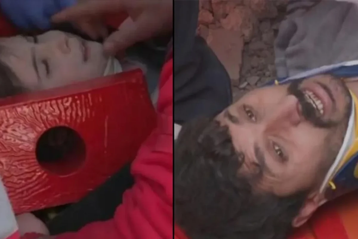 131 saat sonra ata və qızı  dağıntılar altından xilas edildi - VİDEO