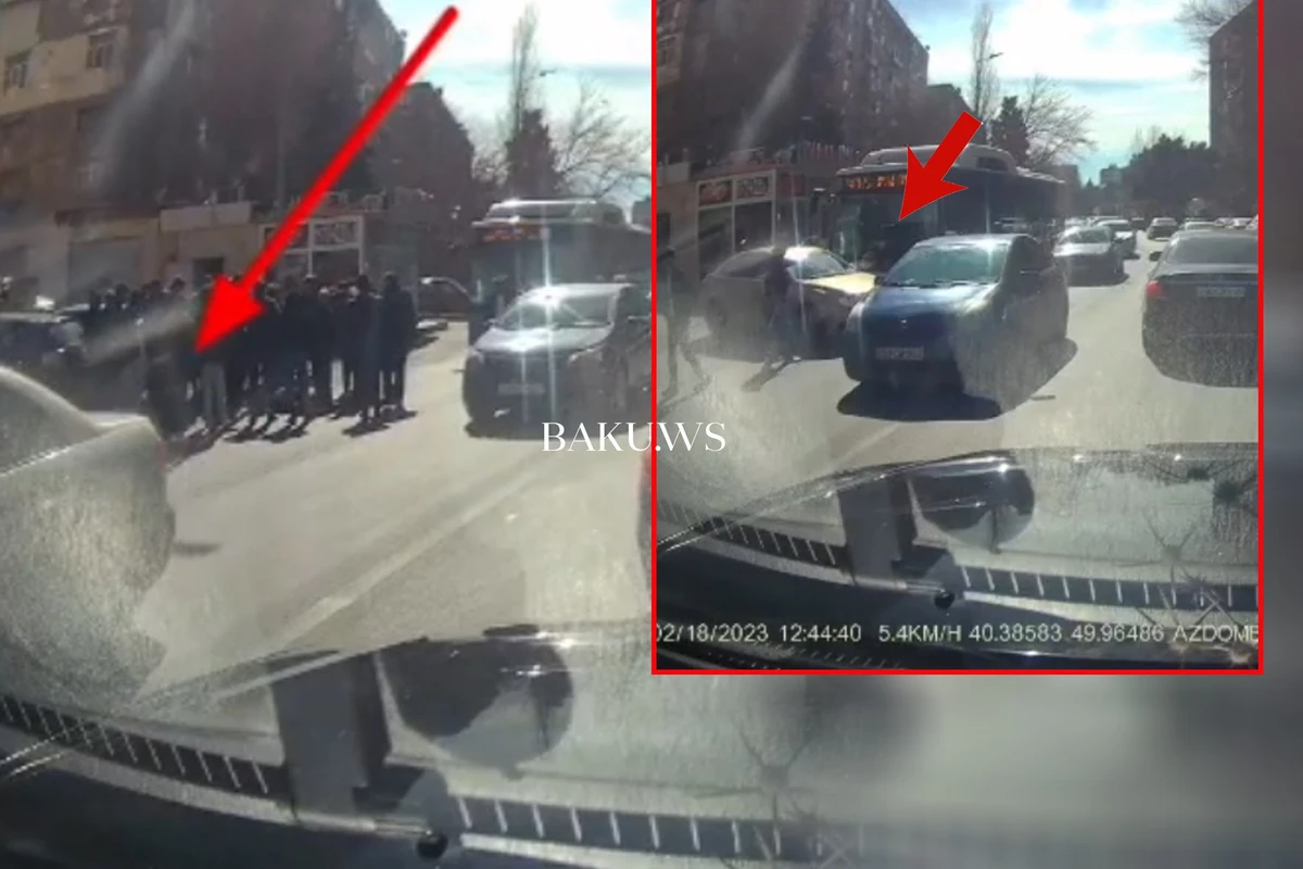 В Баку маршрутный автобус сбил пешехода - ВИДЕО