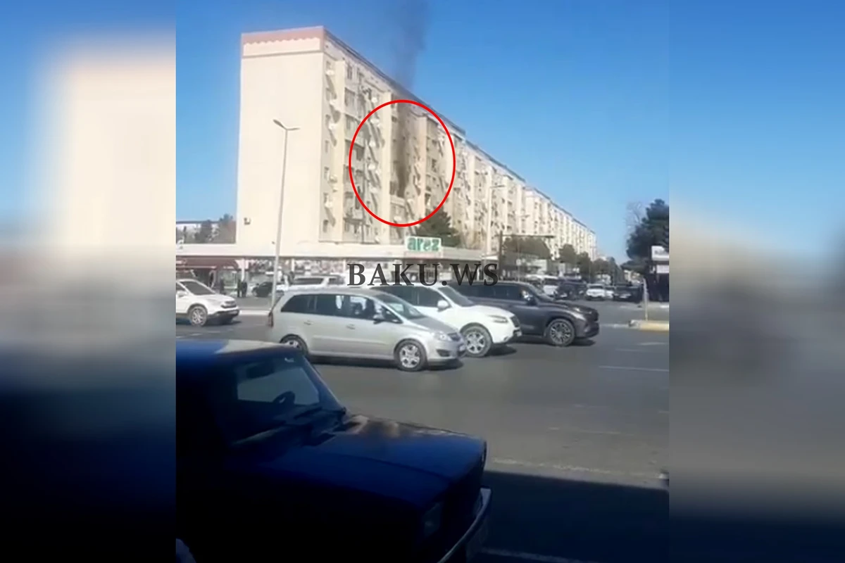 В Сумгайыте горит здание - ВИДЕО