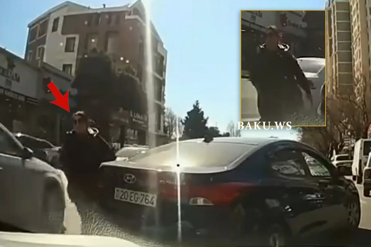 Bakıda xanım sürücü qaydanı pozub yolu kəsdi - VİDEO