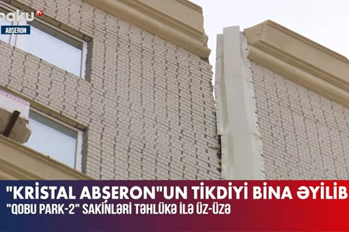 “Kristal Abşeron”un tikdiyi bina əyilib: Sakinlər təhlükə altındadır? - VİDEO