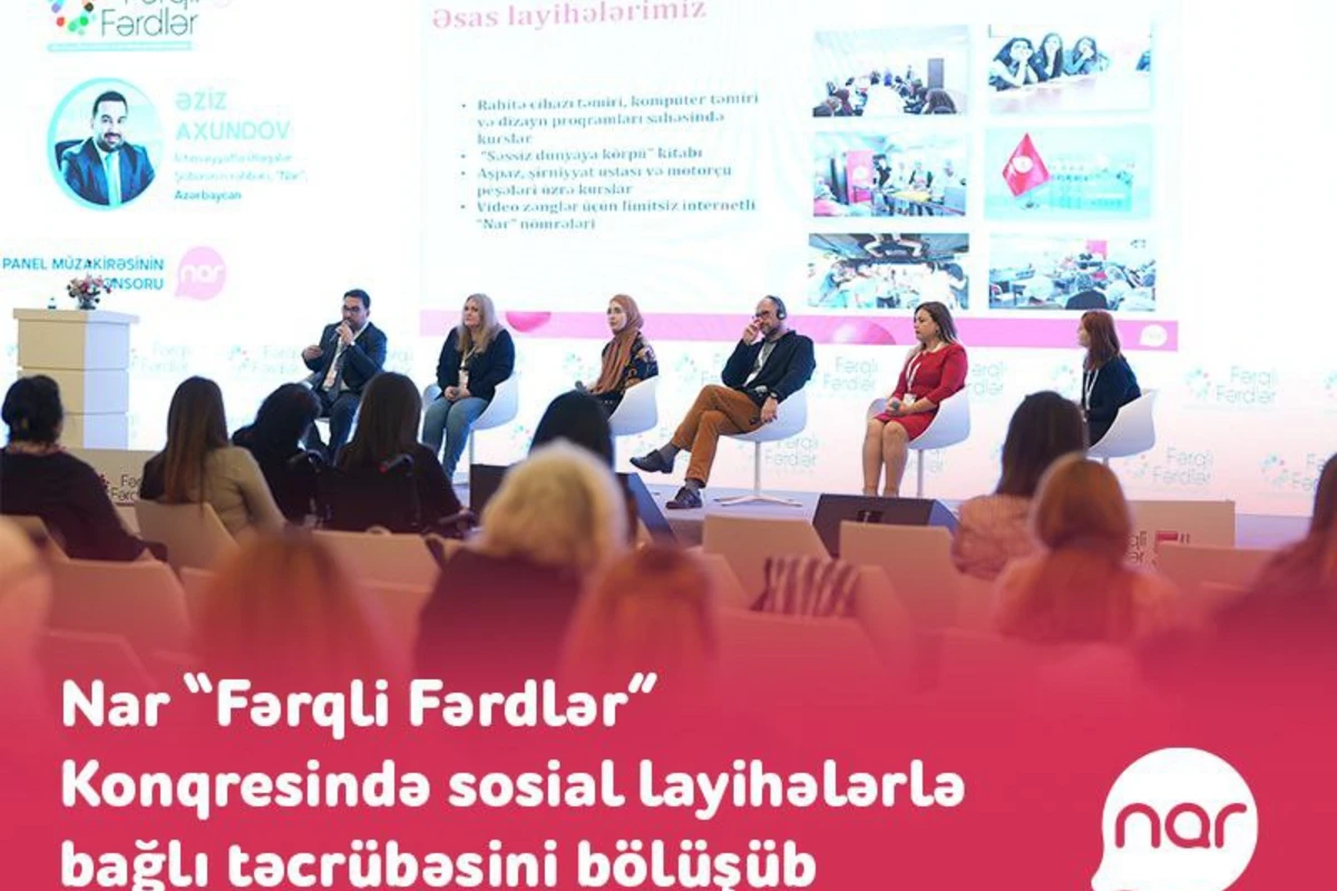 Nar Fərqli Fərdlər Konqresində sosial layihələrlə bağlı təcrübəsini bölüşüb - FOTO Nar Fərqli Fərdlər Konqresində sosial layihələrlə bağlı təcrübəsini bölüşüb - FOTO