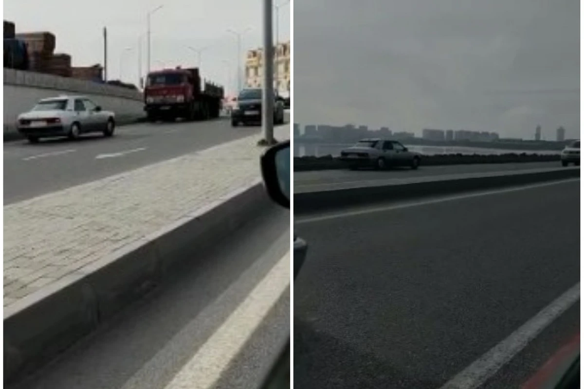 Ziya Bünyadov prospektində maşını əks yolla sürdü - ANBAAN VİDEO