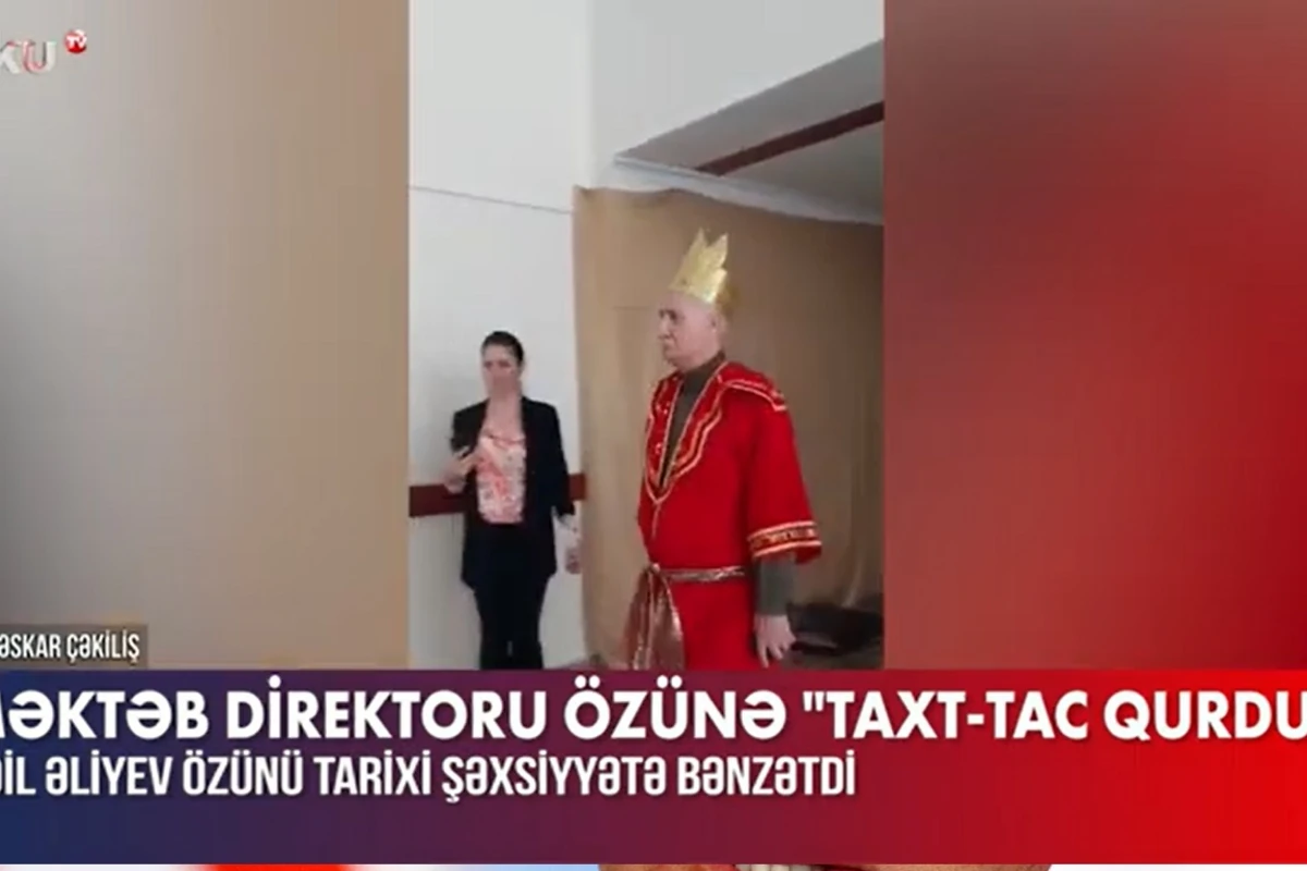 Bakıda məktəb direktoru özünə taxt-tac qurdu - VİDEO