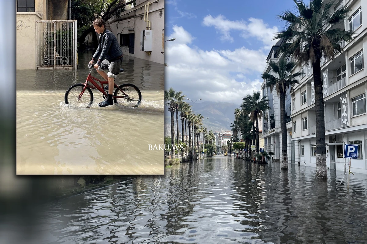 İskenderunda dəniz daşdı - Küçələri su basdı - FOTO/VİDEO