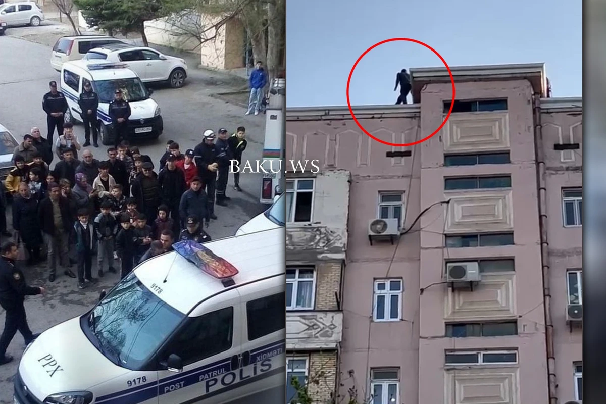 В Сумгайыте полиция спасла 46-летнего мужчину, пытавшегося броситься с крыши здания - ВИДЕО