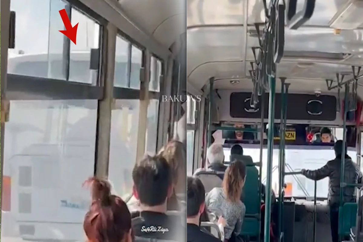 Bakıda avtobuslar bir-biriləri ilə yarışdı - VİDEO