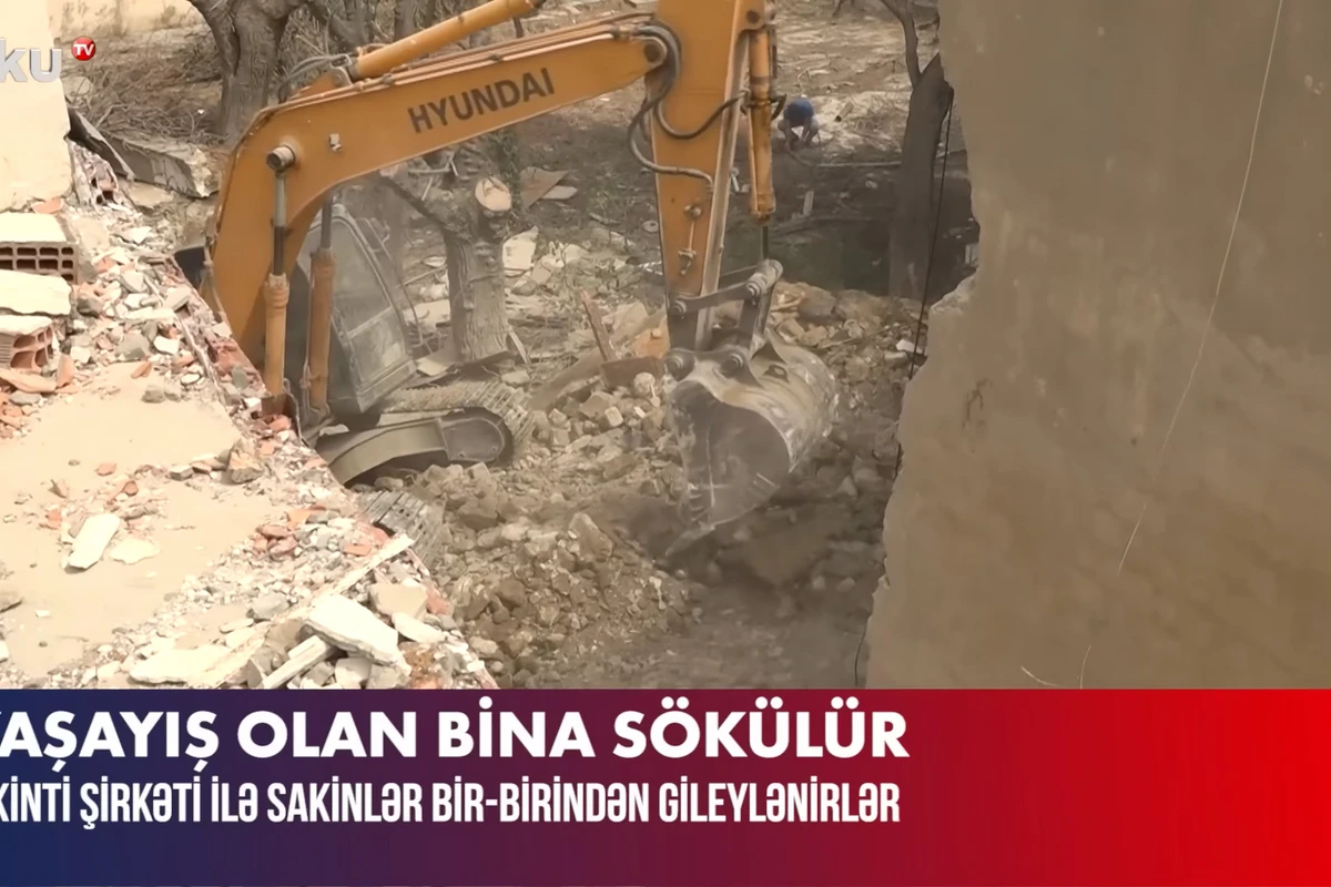 Bakıda yaşayış binası sökülür - VİDEO