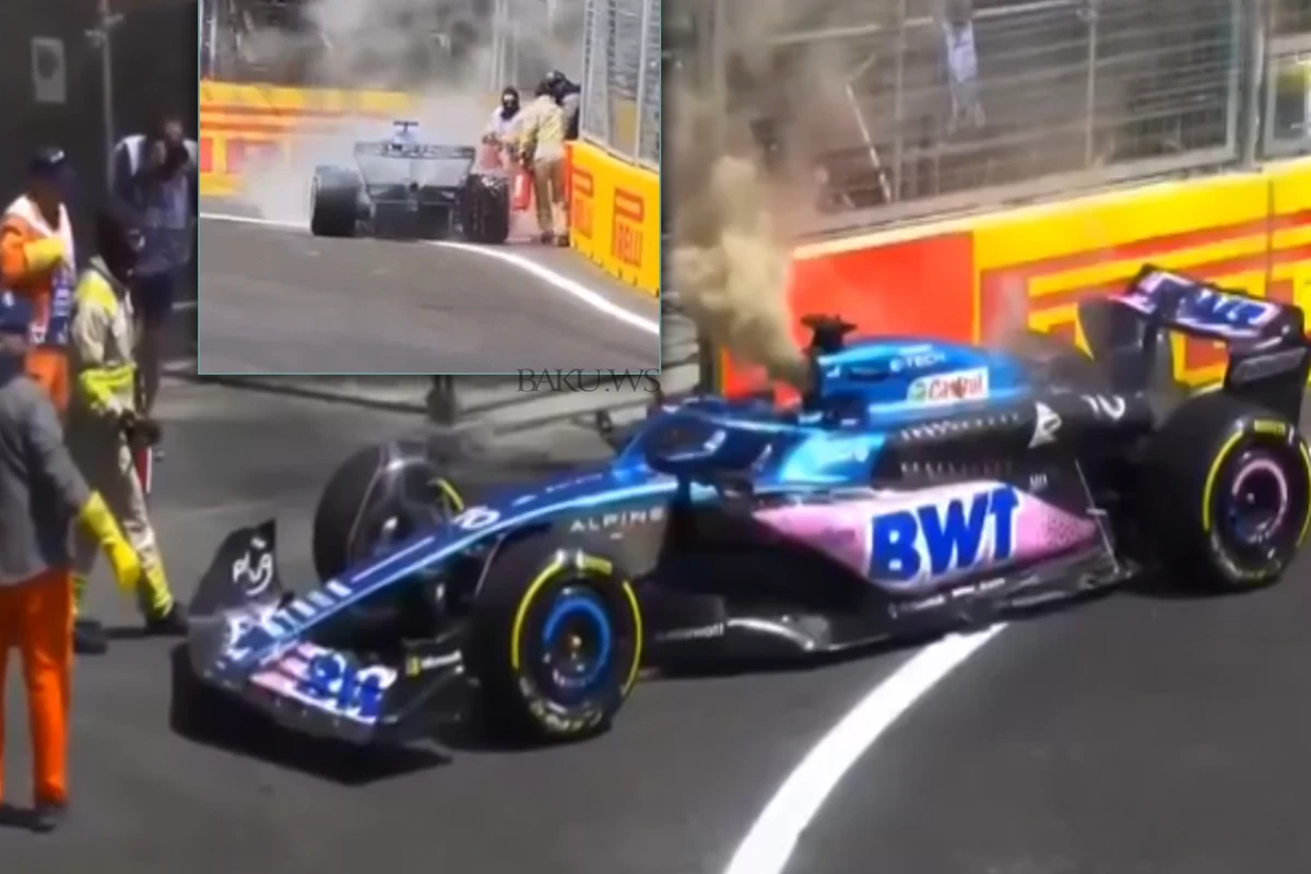 Formula 1də QORXULU ANLAR - Bolid yandı - VİDEO