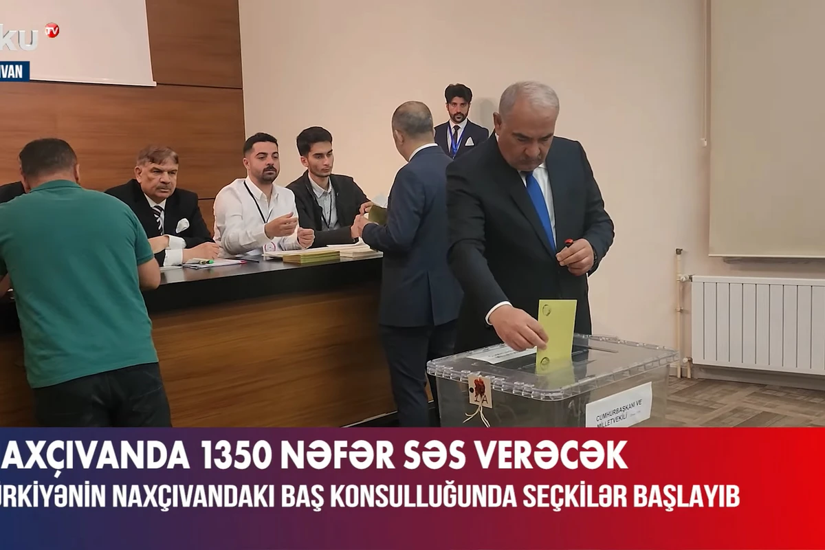 Türkiyənin Naxçıvandakı Baş Konsulluğunda səsvermə prosesindən görüntülər - VİDEO