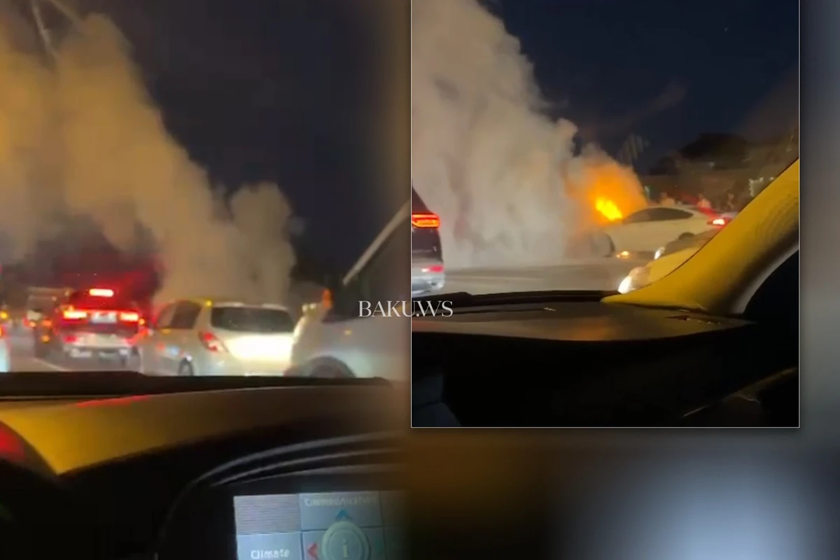 Перед Национальной академией авиации сгорел автомобиль - ВИДЕО