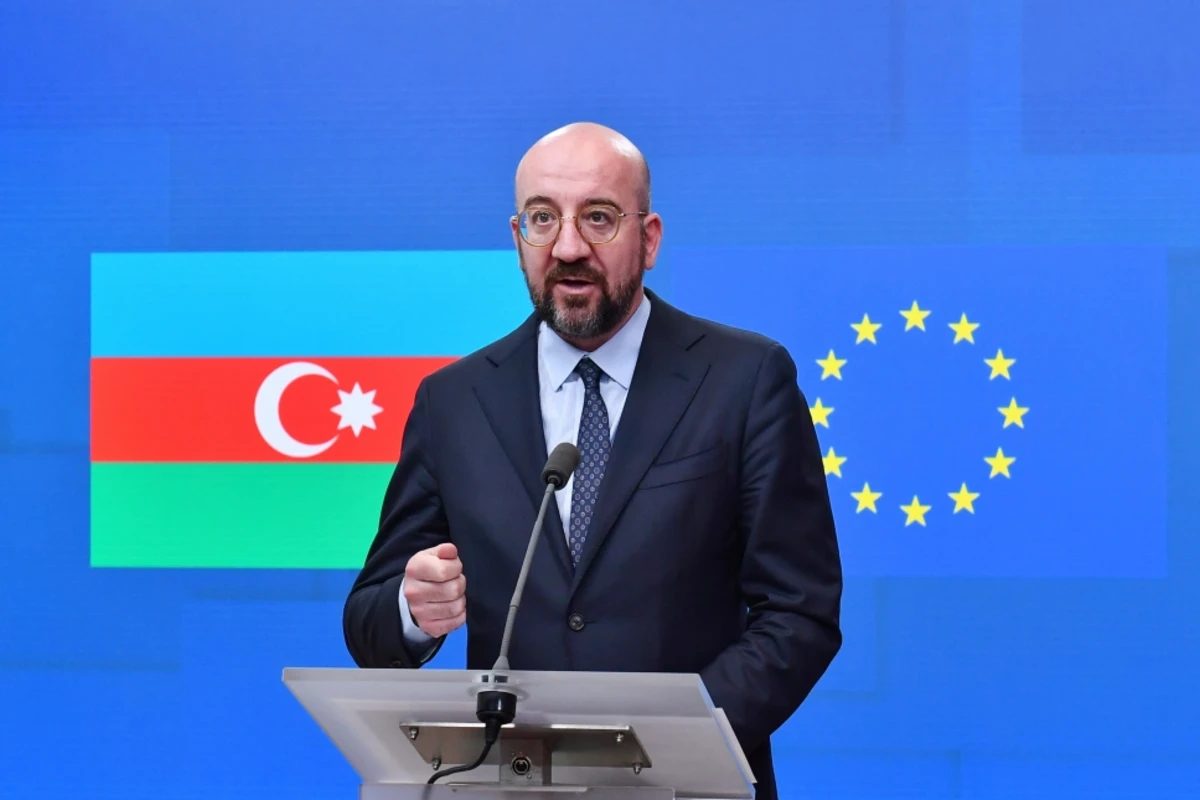 Şarl Mişel Prezident İlham Əliyev və Nikol Paşinyanla görüşdən sonra mətbuata açıqlama verib - FOTO