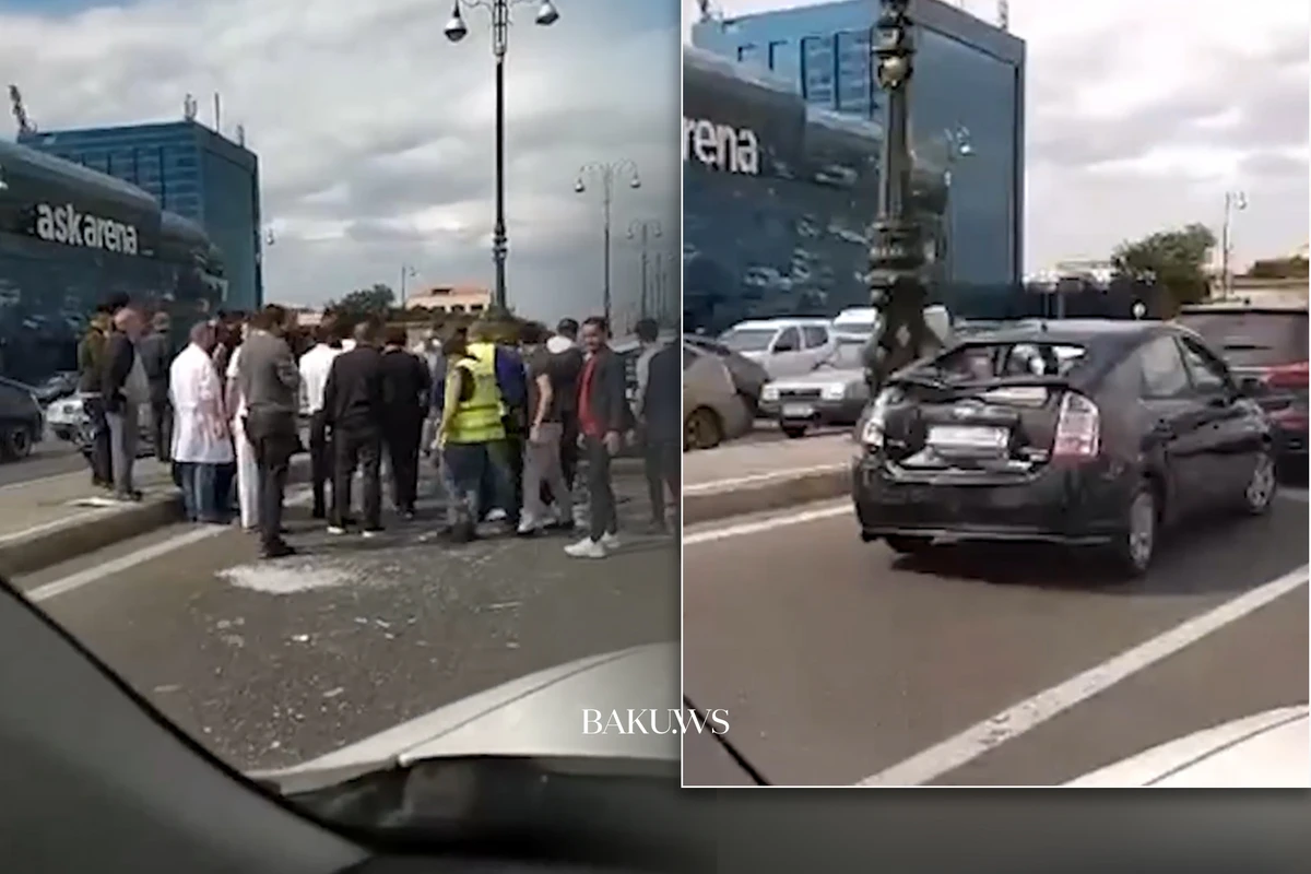 Heydər Əliyev prospektində qəza: Prius Chevrolet Niva ilə toqquşdu - VİDEO