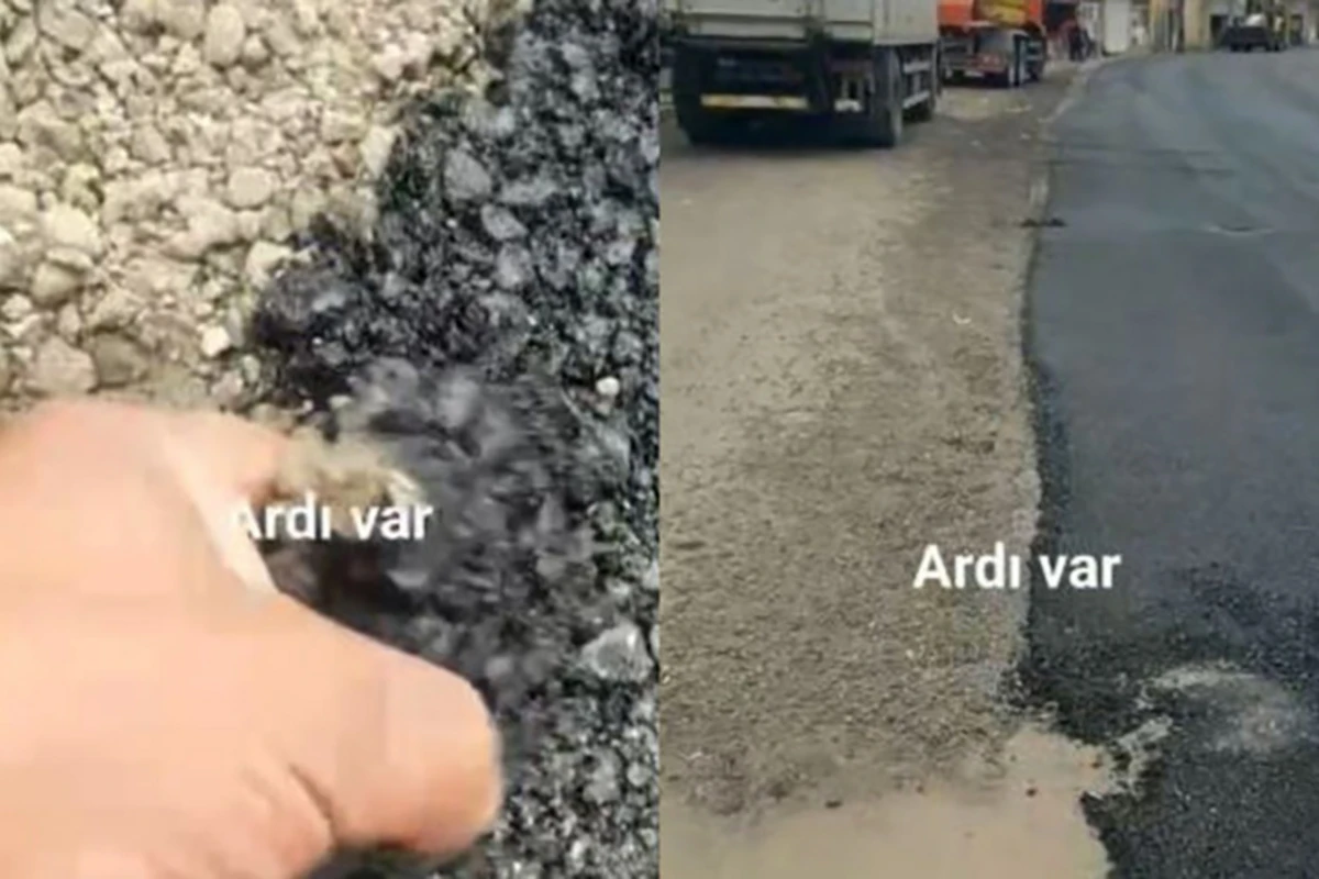 Sabirabadda əllə qoparılan “keyfiyyətli” asfalt örtüyü - VİDEO