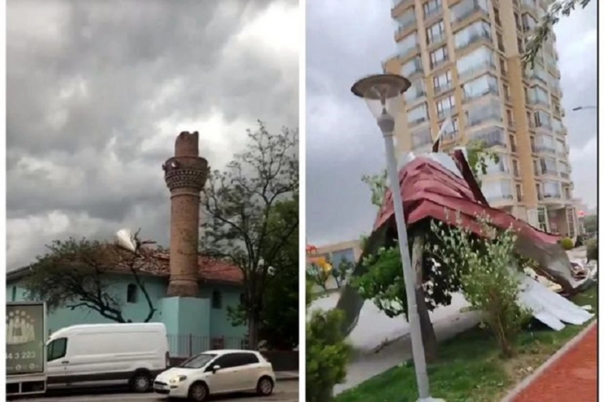 Ураган обрушил минареты мечетей в Анкаре - ВИДЕО