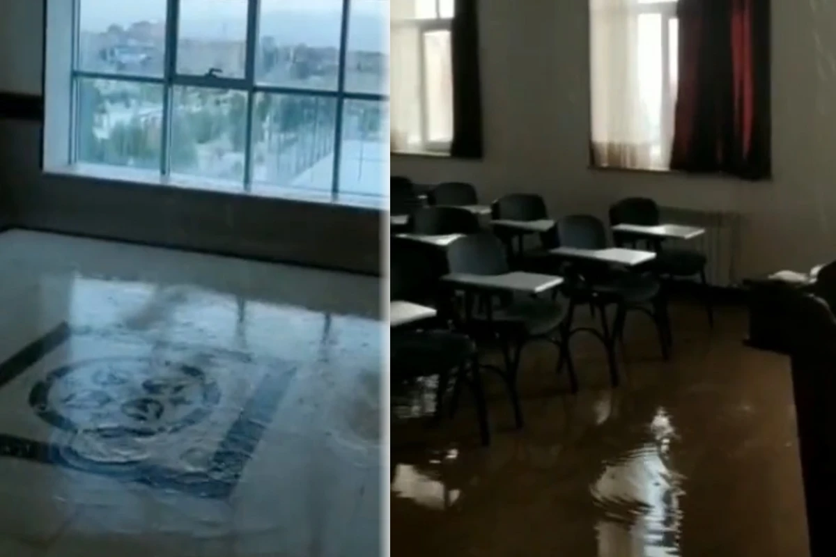Naxçıvan Dövlət Universitetini su basıb - VİDEO