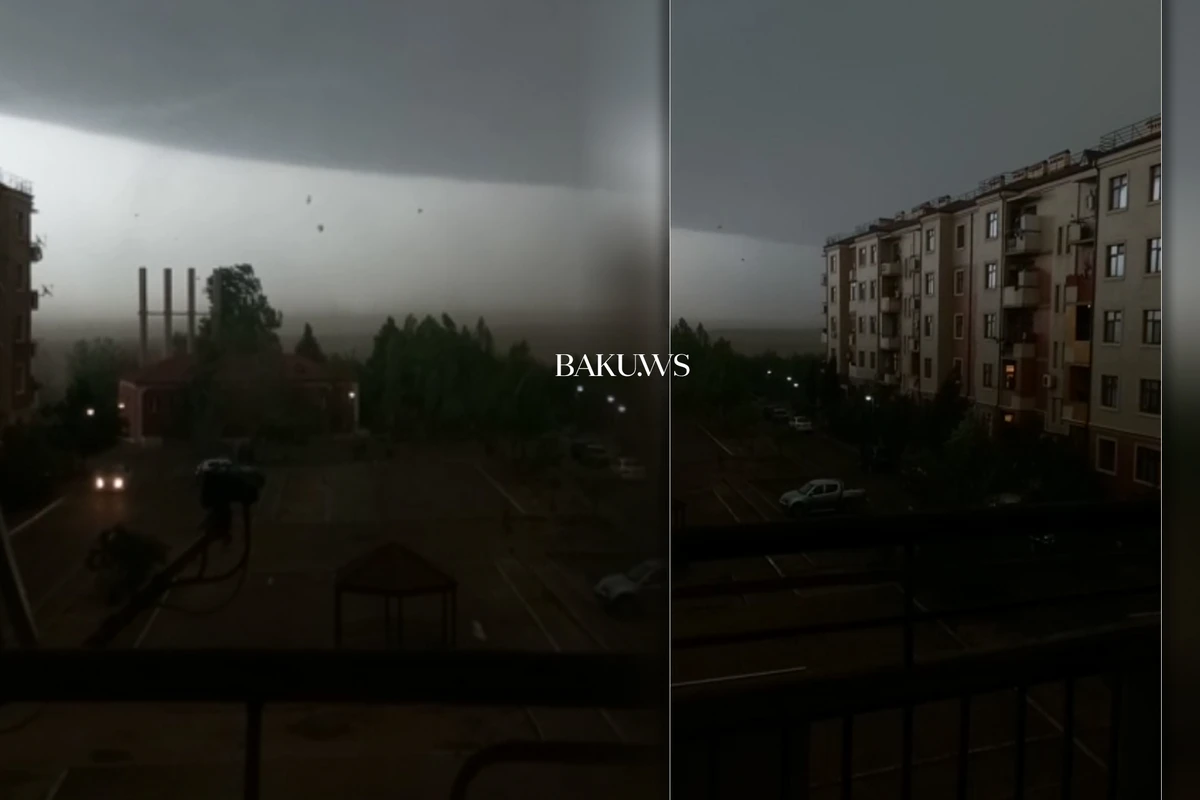 На Гянджу обрушился ураган - ВИДЕО