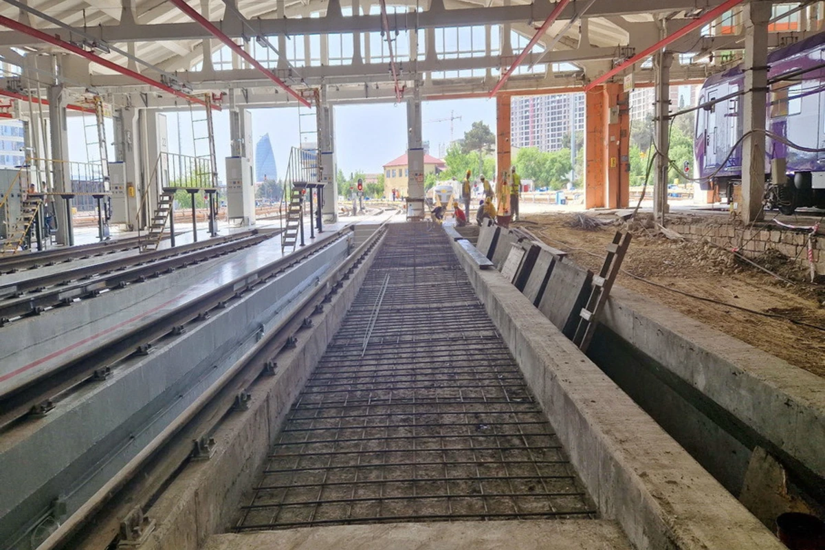 Metronun depo yollarının yarıdan çox hissəsində dəmir-beton şpallar tətbiq edilib - FOTO