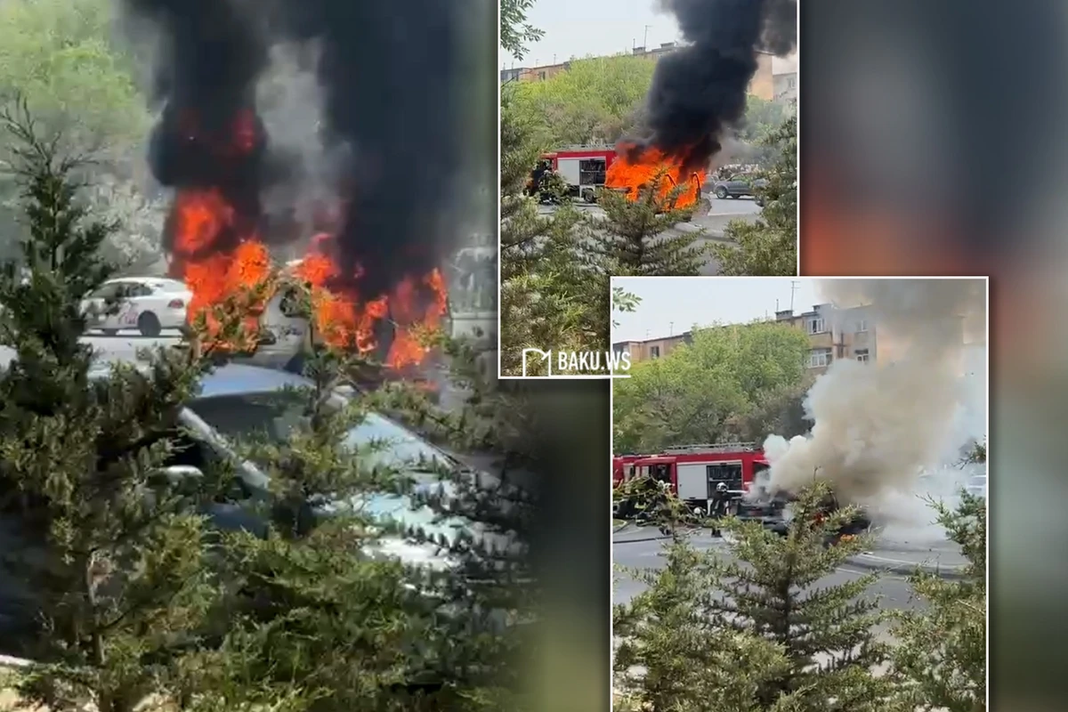 Bakıda BMW X5 yanaraq partladı - ANBAAN VİDEO