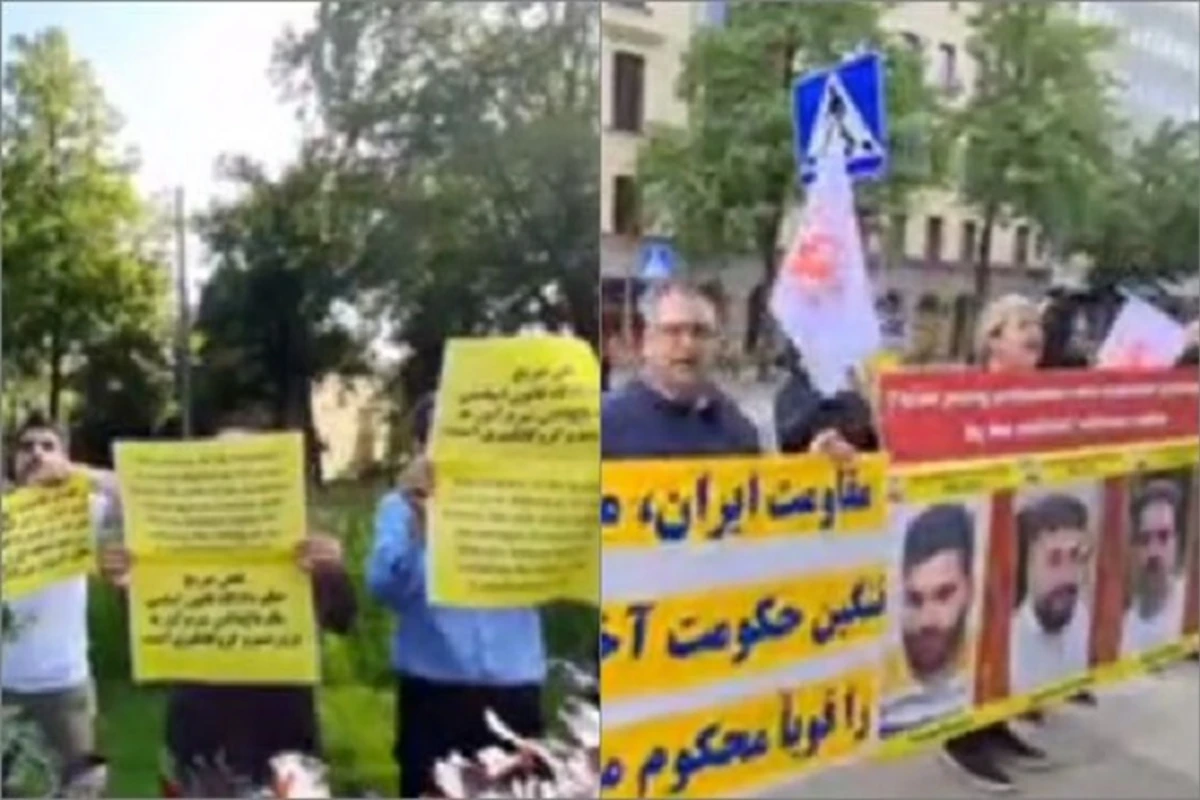 İsveçrədə yaşayan iranlılar Belçika səfirliyi qarşısında aksiya keçirdilər - VİDEO