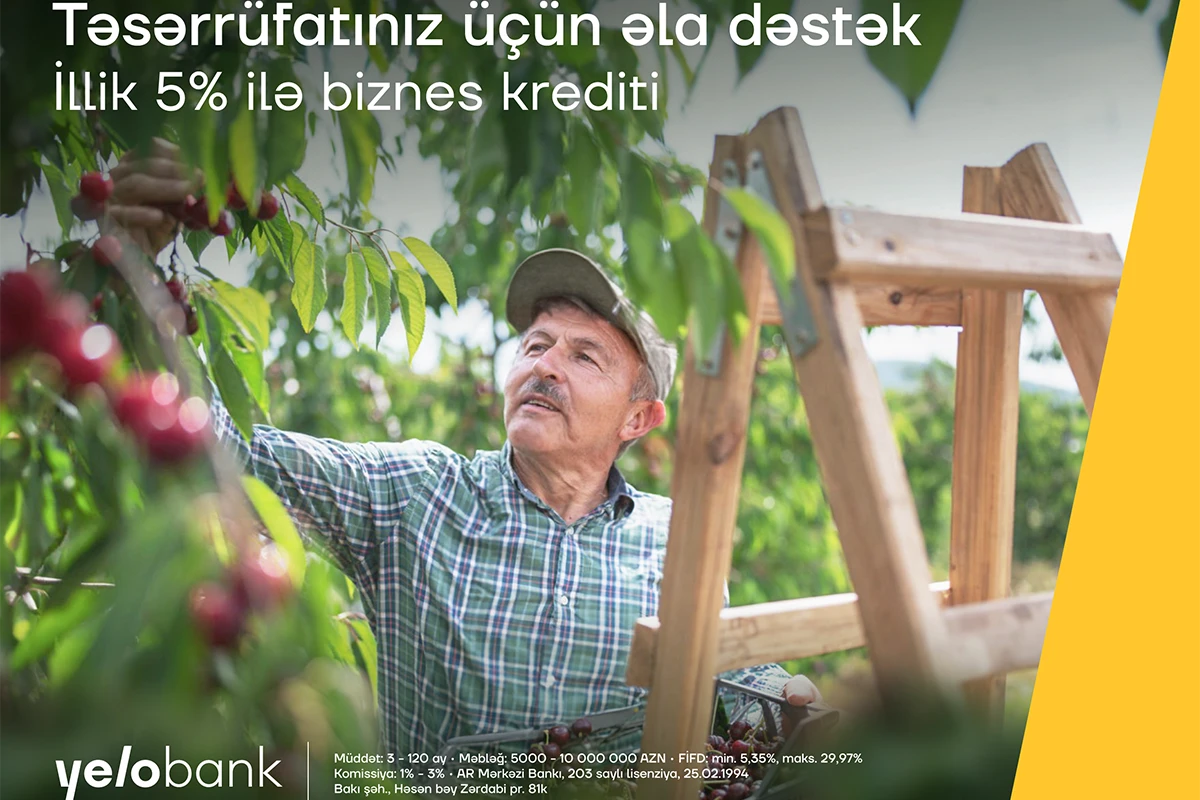 Biznesinizin inkişafı üçün Yelo Bank-dan illik 5%-lə kredit