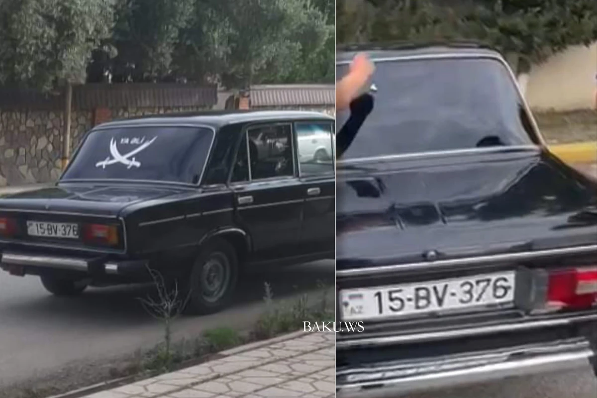 Avtomobilin arxa şüşəsinə yazı yazan sürücü ilə bağlı tədbir görülüb - FOTO