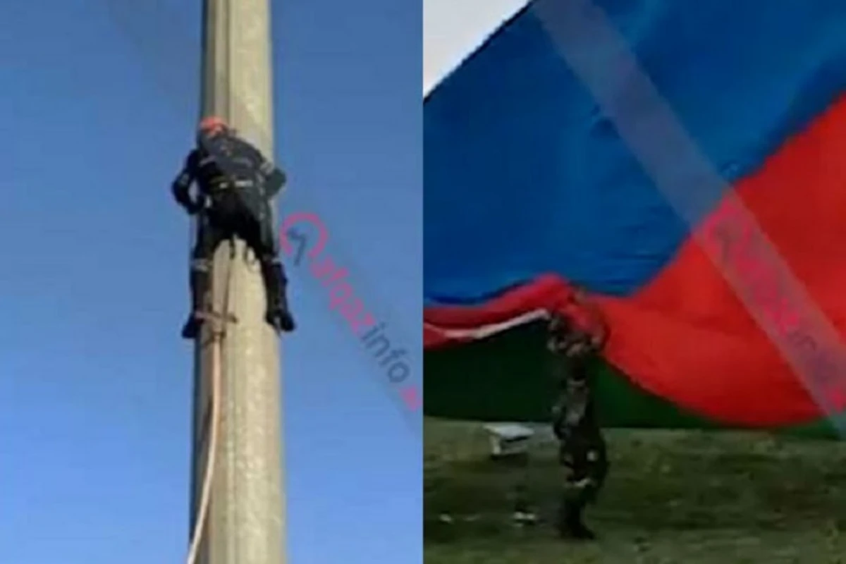 Сотрудники МЧС заменили флаг в Нахчыване - ВИДЕО