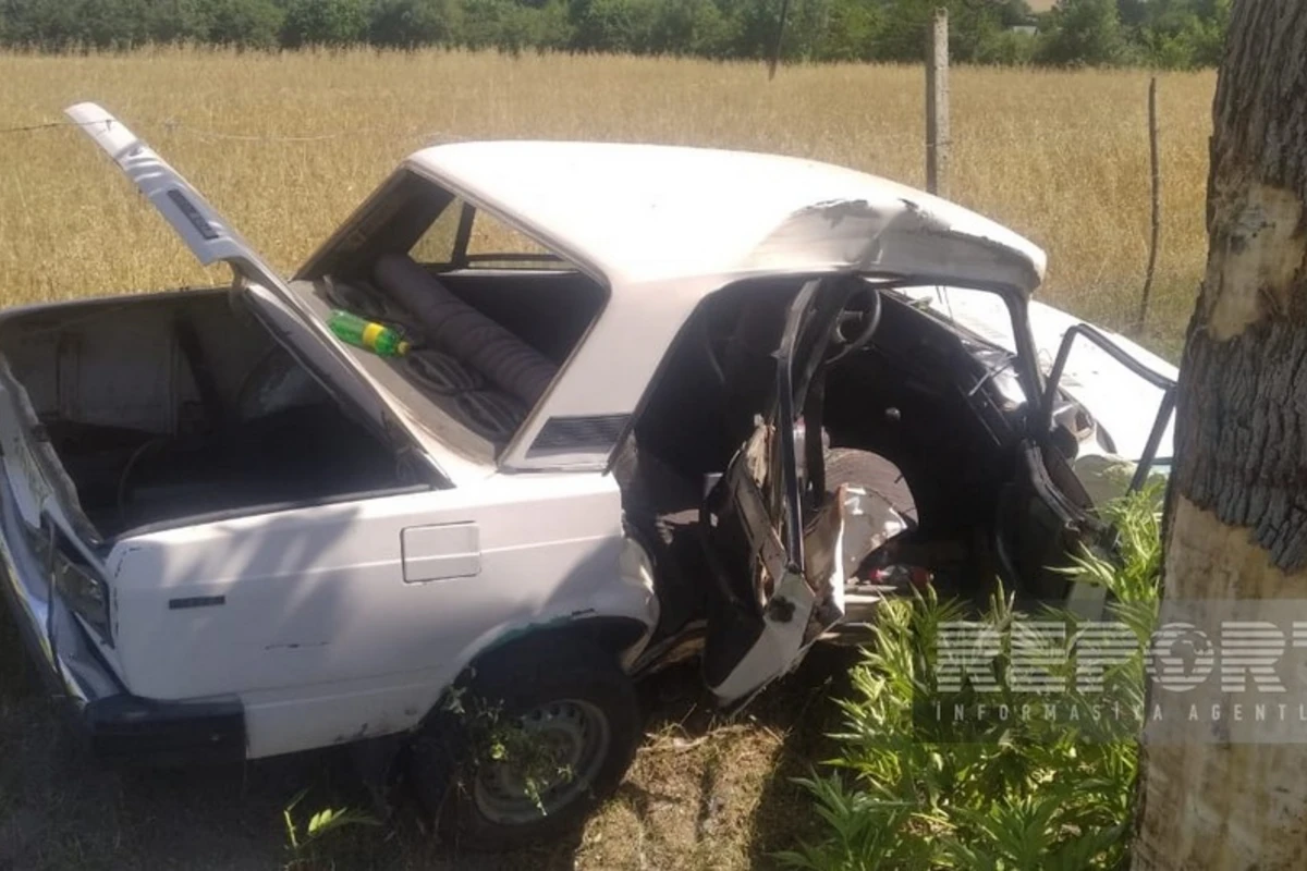 В Азербайджане автомобиль врезался в дерево, пострадали полицейские